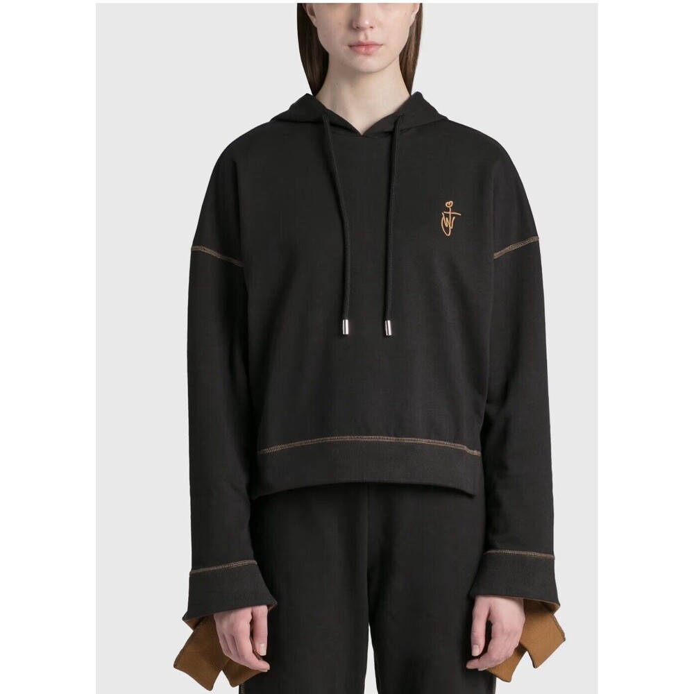 $325 JW Anderson Women's Charcoal Black Cropped Knot Hoodie Size S New With Tag